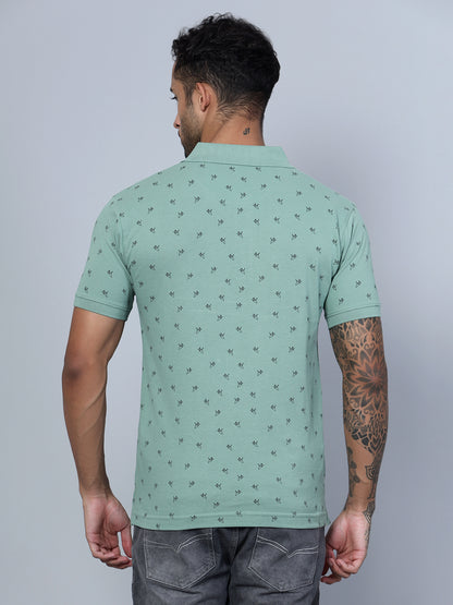 Cantabil Men Polo Neck Green T-Shirt (7134689198219)