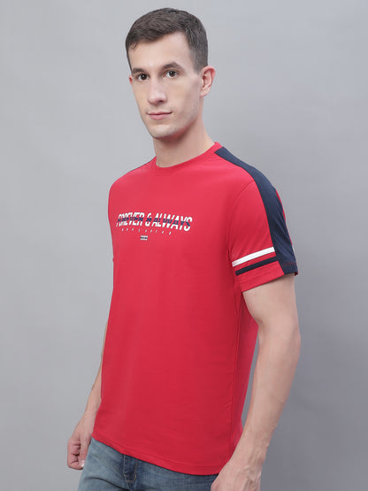 Cantabil Men Red Round Neck T-Shirt (7136109625483)