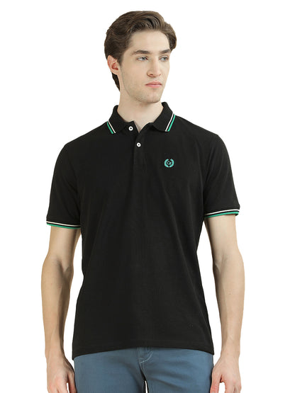 T-Shirt for Men | Breathable & Soft with Color Fastness Regular Fit Polo Neck Poly Cotton Fabric Solid Pattern