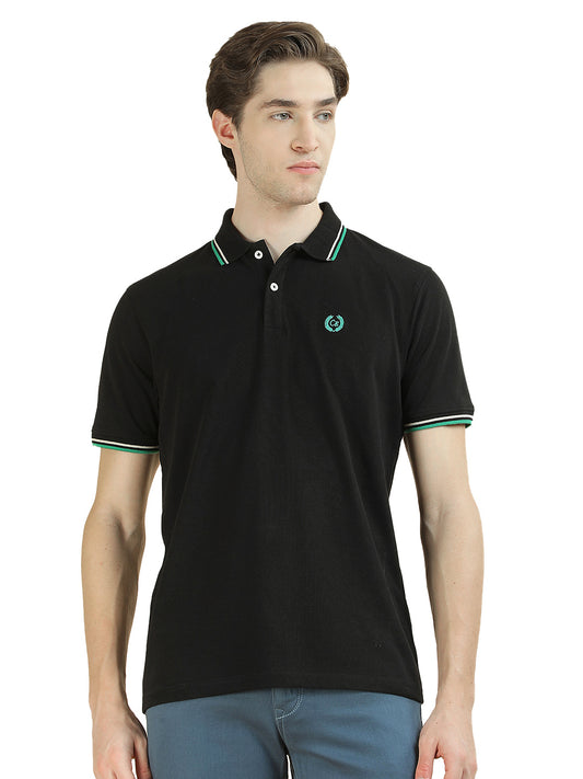 T-Shirt for Men | Breathable & Soft with Color Fastness Regular Fit Polo Neck Poly Cotton Fabric Solid Pattern