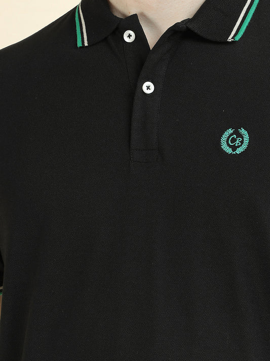 T-Shirt for Men | Breathable & Soft with Color Fastness Regular Fit Polo Neck Poly Cotton Fabric Solid Pattern