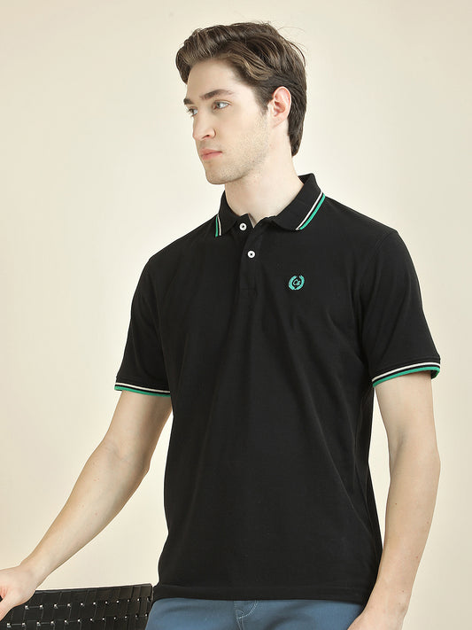 T-Shirt for Men | Breathable & Soft with Color Fastness Regular Fit Polo Neck Poly Cotton Fabric Solid Pattern