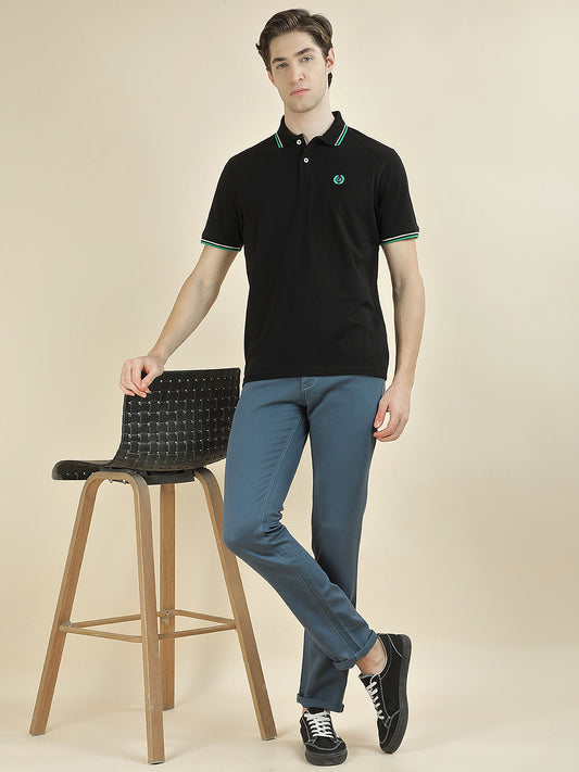 T-Shirt for Men | Breathable & Soft with Color Fastness Regular Fit Polo Neck Poly Cotton Fabric Solid Pattern