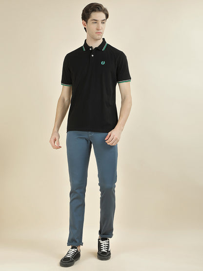 T-Shirt for Men | Breathable & Soft with Color Fastness Regular Fit Polo Neck Poly Cotton Fabric Solid Pattern