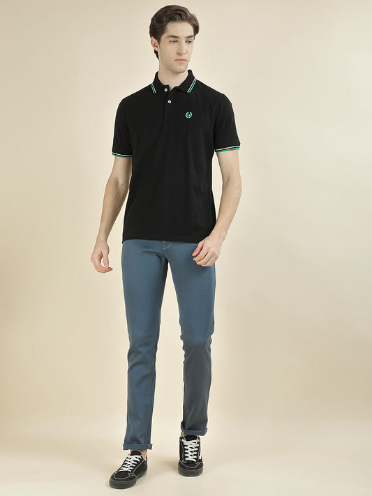 T-Shirt for Men | Breathable & Soft with Color Fastness Regular Fit Polo Neck Poly Cotton Fabric Solid Pattern