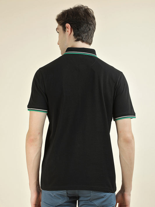 T-Shirt for Men | Breathable & Soft with Color Fastness Regular Fit Polo Neck Poly Cotton Fabric Solid Pattern