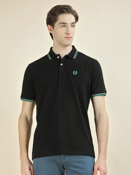 T-Shirt for Men | Breathable & Soft with Color Fastness Regular Fit Polo Neck Poly Cotton Fabric Solid Pattern