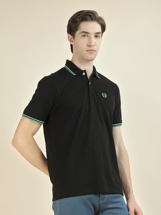 T-Shirt for Men | Breathable & Soft with Color Fastness Regular Fit Polo Neck Poly Cotton Fabric Solid Pattern