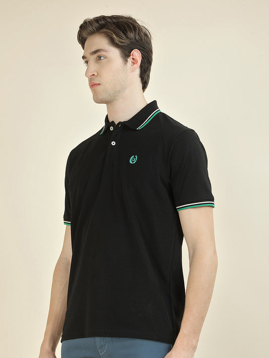 T-Shirt for Men | Breathable & Soft with Color Fastness Regular Fit Polo Neck Poly Cotton Fabric Solid Pattern
