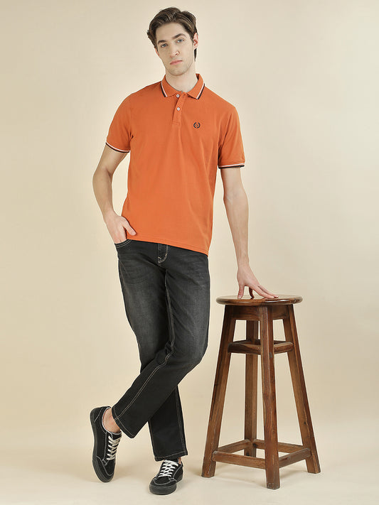 T-Shirt for Men | Breathable & Soft with Color Fastness Regular Fit Polo Neck Poly Cotton Fabric Solid Pattern