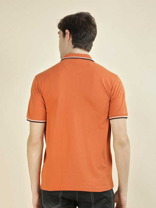 T-Shirt for Men | Breathable & Soft with Color Fastness Regular Fit Polo Neck Poly Cotton Fabric Solid Pattern