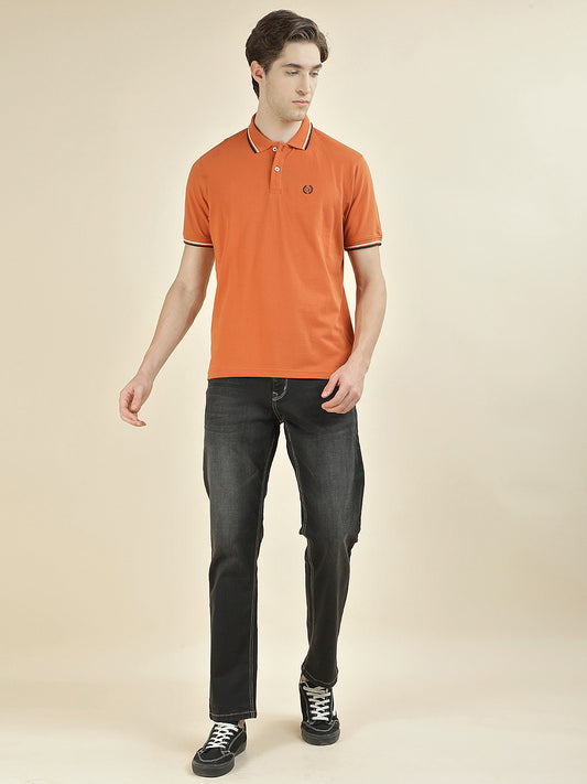 T-Shirt for Men | Breathable & Soft with Color Fastness Regular Fit Polo Neck Poly Cotton Fabric Solid Pattern