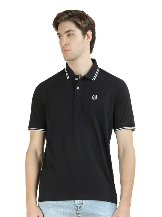 T-Shirt for Men | Breathable & Soft with Color Fastness Regular Fit Polo Neck Poly Cotton Fabric Solid Pattern