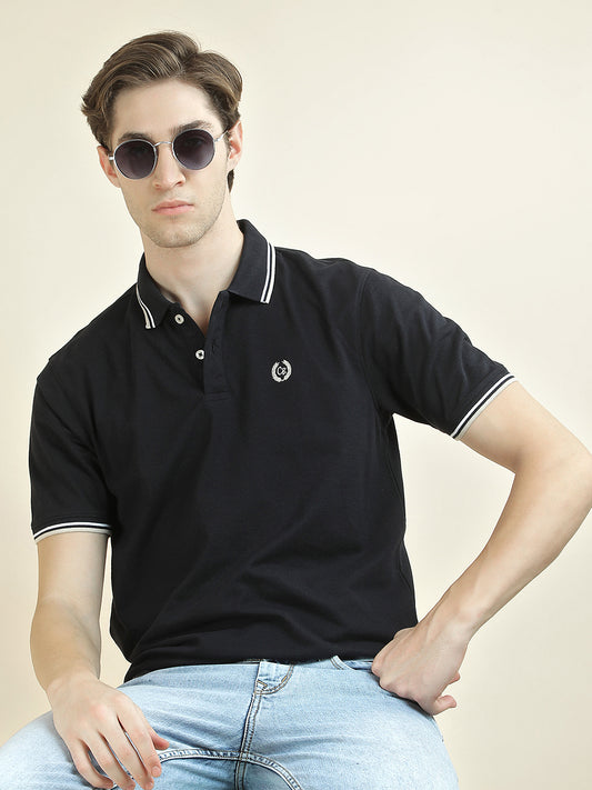T-Shirt for Men | Breathable & Soft with Color Fastness Regular Fit Polo Neck Poly Cotton Fabric Solid Pattern