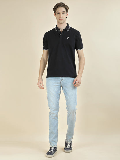 T-Shirt for Men | Breathable & Soft with Color Fastness Regular Fit Polo Neck Poly Cotton Fabric Solid Pattern
