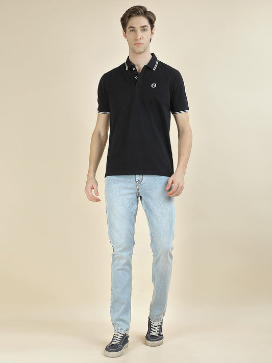 T-Shirt for Men | Breathable & Soft with Color Fastness Regular Fit Polo Neck Poly Cotton Fabric Solid Pattern