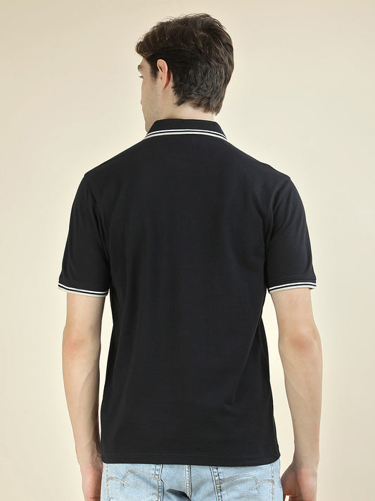 T-Shirt for Men | Breathable & Soft with Color Fastness Regular Fit Polo Neck Poly Cotton Fabric Solid Pattern