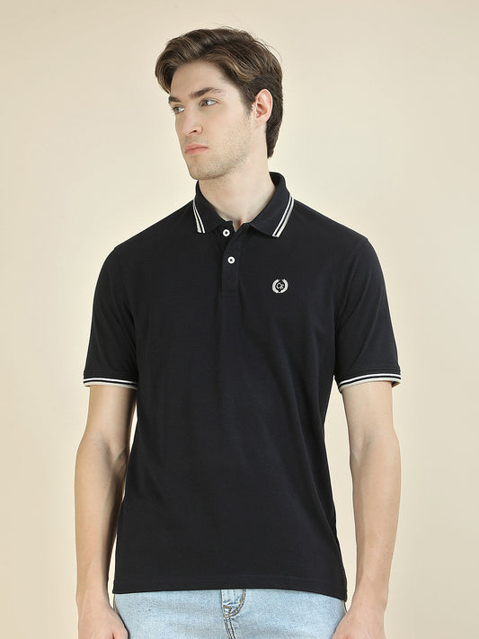 T-Shirt for Men | Breathable & Soft with Color Fastness Regular Fit Polo Neck Poly Cotton Fabric Solid Pattern