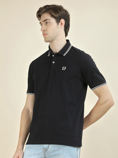 T-Shirt for Men | Breathable & Soft with Color Fastness Regular Fit Polo Neck Poly Cotton Fabric Solid Pattern