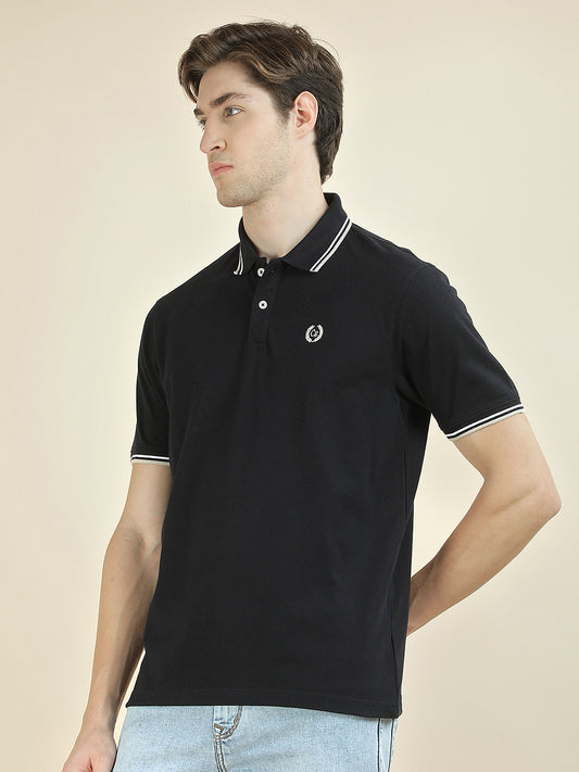 T-Shirt for Men | Breathable & Soft with Color Fastness Regular Fit Polo Neck Poly Cotton Fabric Solid Pattern