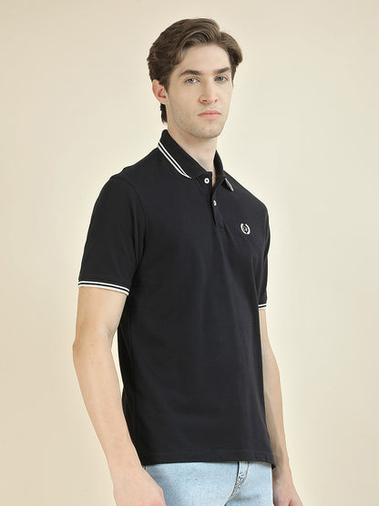 T-Shirt for Men | Breathable & Soft with Color Fastness Regular Fit Polo Neck Poly Cotton Fabric Solid Pattern