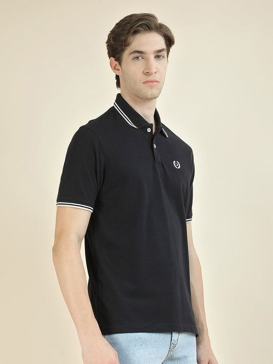 T-Shirt for Men | Breathable & Soft with Color Fastness Regular Fit Polo Neck Poly Cotton Fabric Solid Pattern