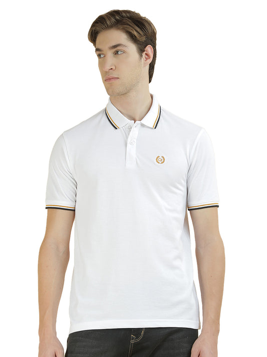 T-Shirt for Men | Breathable & Soft with Color Fastness Regular Fit Polo Neck Poly Cotton Fabric Solid Pattern
