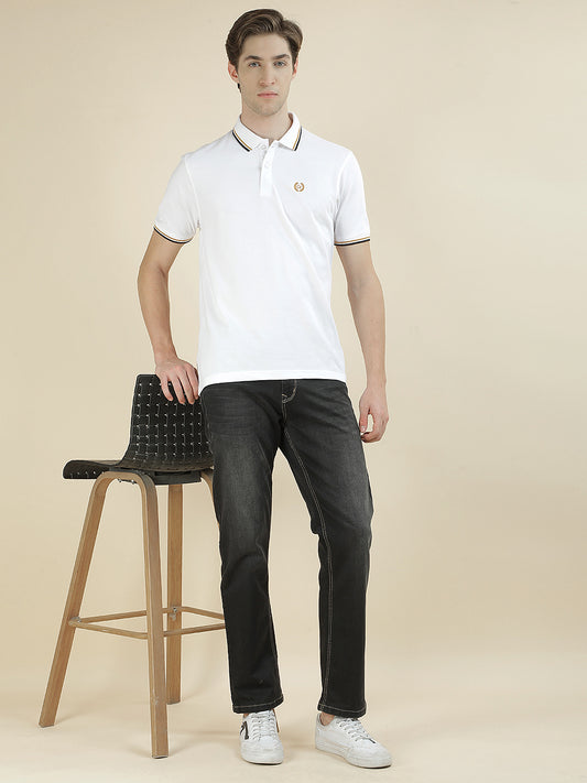 T-Shirt for Men | Breathable & Soft with Color Fastness Regular Fit Polo Neck Poly Cotton Fabric Solid Pattern