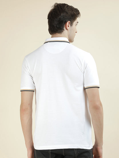 T-Shirt for Men | Breathable & Soft with Color Fastness Regular Fit Polo Neck Poly Cotton Fabric Solid Pattern
