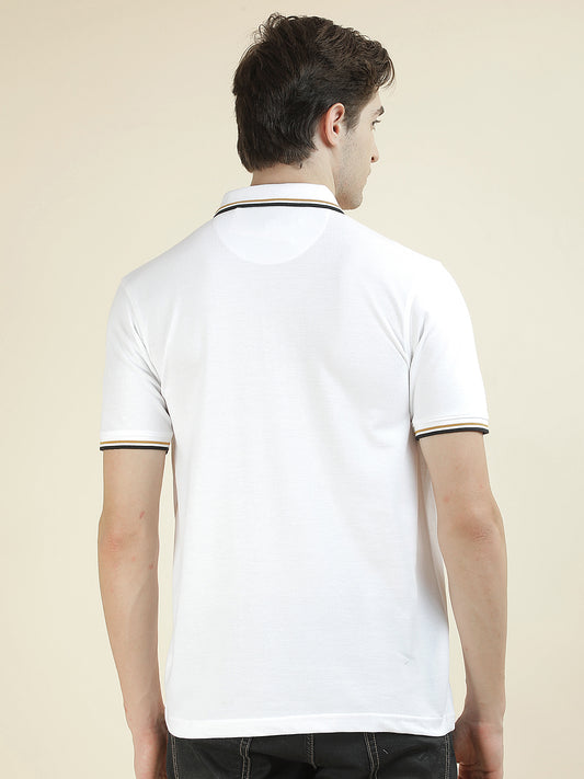 T-Shirt for Men | Breathable & Soft with Color Fastness Regular Fit Polo Neck Poly Cotton Fabric Solid Pattern