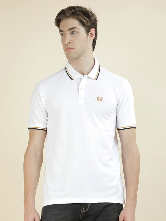 T-Shirt for Men | Breathable & Soft with Color Fastness Regular Fit Polo Neck Poly Cotton Fabric Solid Pattern