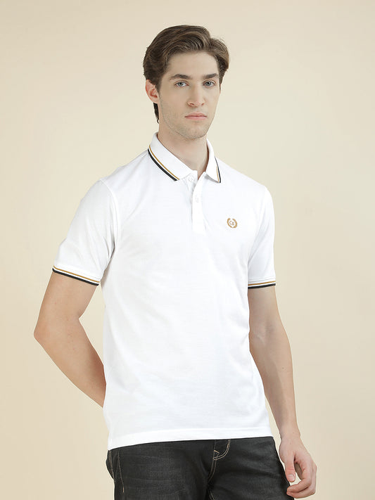 T-Shirt for Men | Breathable & Soft with Color Fastness Regular Fit Polo Neck Poly Cotton Fabric Solid Pattern