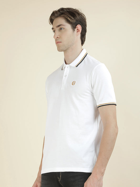 T-Shirt for Men | Breathable & Soft with Color Fastness Regular Fit Polo Neck Poly Cotton Fabric Solid Pattern