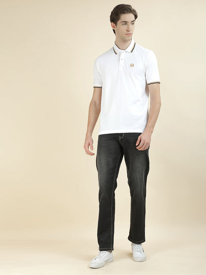 T-Shirt for Men | Breathable & Soft with Color Fastness Regular Fit Polo Neck Poly Cotton Fabric Solid Pattern