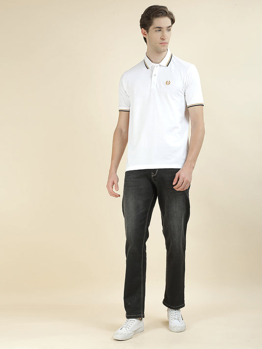 T-Shirt for Men | Breathable & Soft with Color Fastness Regular Fit Polo Neck Poly Cotton Fabric Solid Pattern