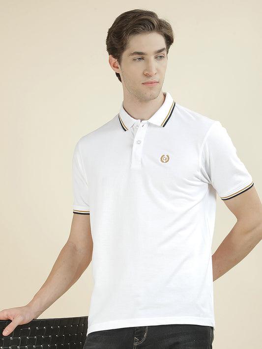 T-Shirt for Men | Breathable & Soft with Color Fastness Regular Fit Polo Neck Poly Cotton Fabric Solid Pattern