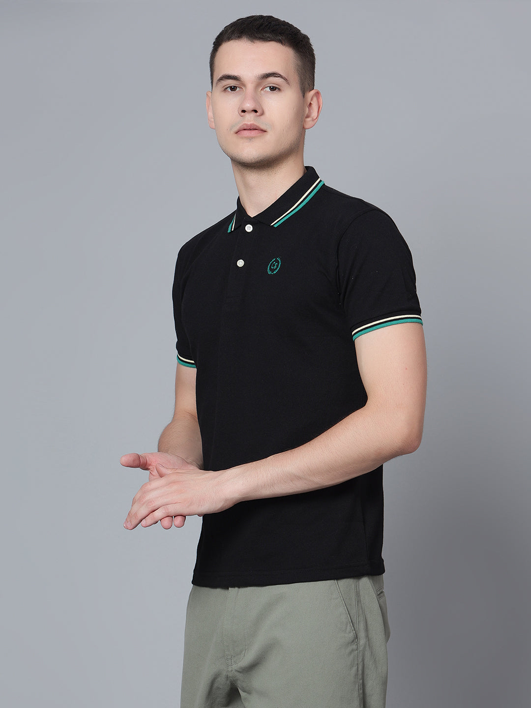 Cantabil Men Black Polo T-Shirt (7133862953099)