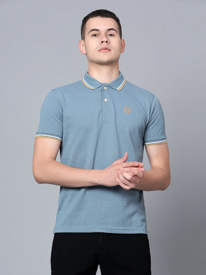 Cantabil Men Blue Polo T-Shirt (7133863182475)