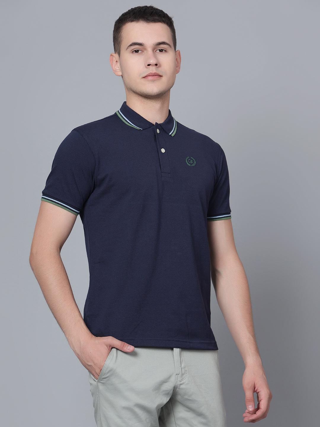 Cantabil Men Dark Blue Polo T-Shirt (7133866066059)