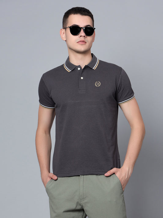 Cantabil Men Dark Grey Polo T-Shirt (7133889724555)