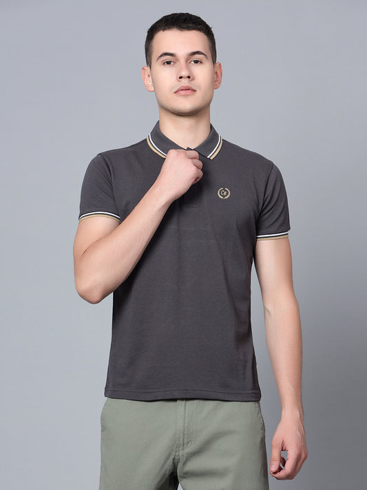 Cantabil Men Dark Grey Polo T-Shirt (7133889724555)