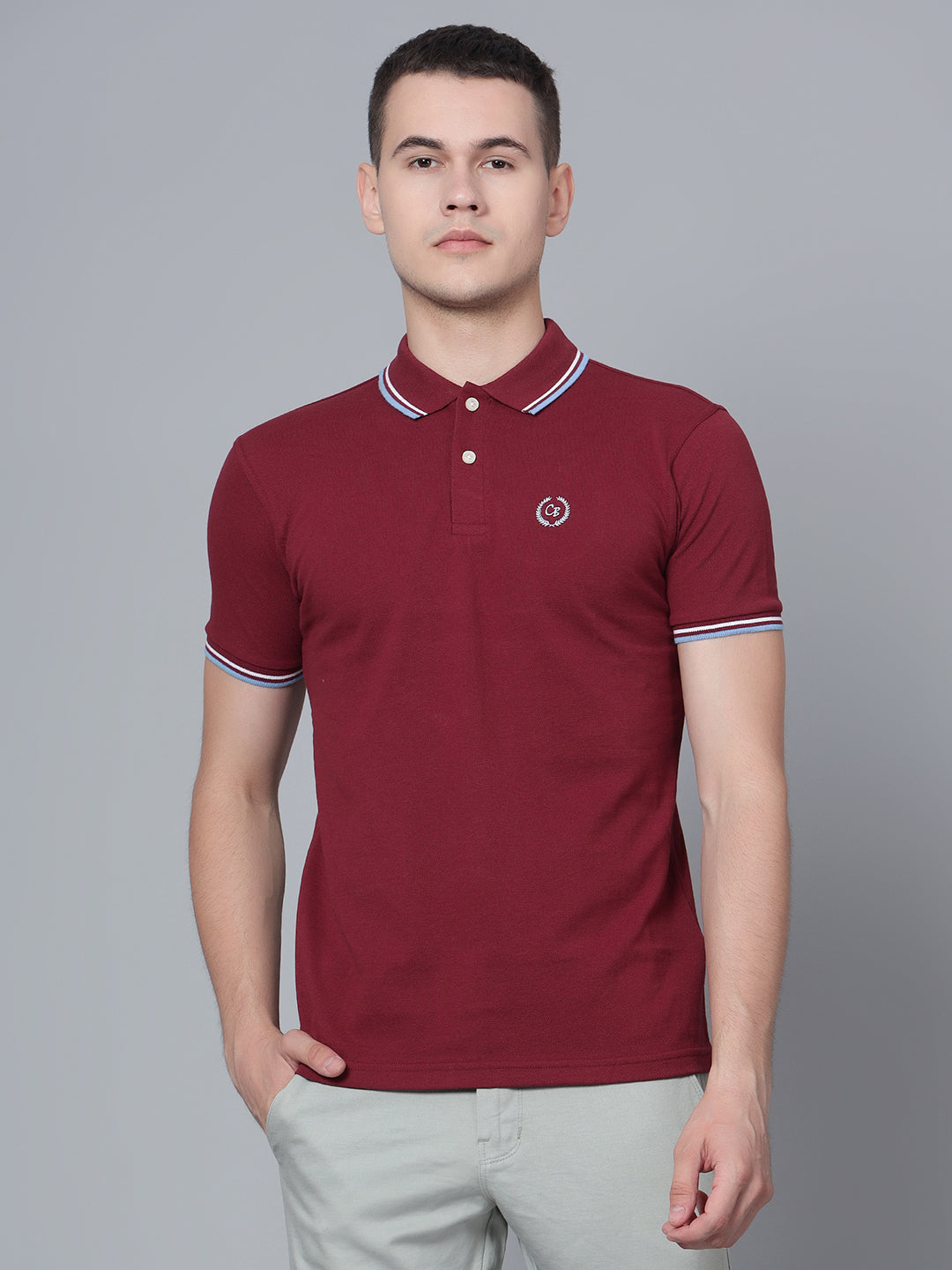 Cantabil Men Maroon Polo T-Shirt (7133898145931)