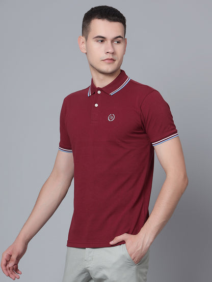 Cantabil Men Maroon Polo T-Shirt (7133898145931)