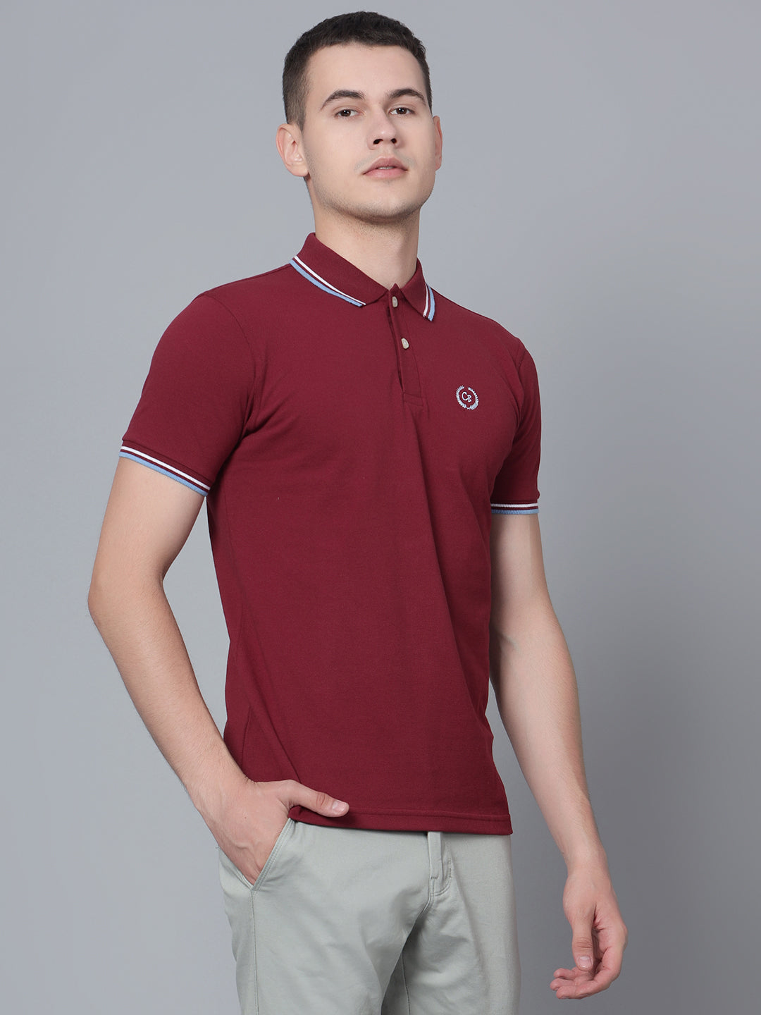 Cantabil Men Maroon Polo T-Shirt (7133898145931)