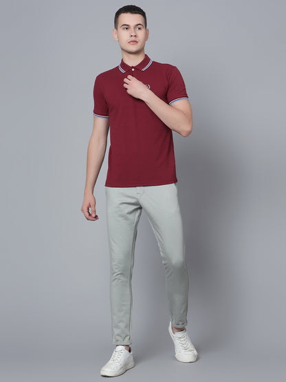 Cantabil Men Maroon Polo T-Shirt (7133898145931)