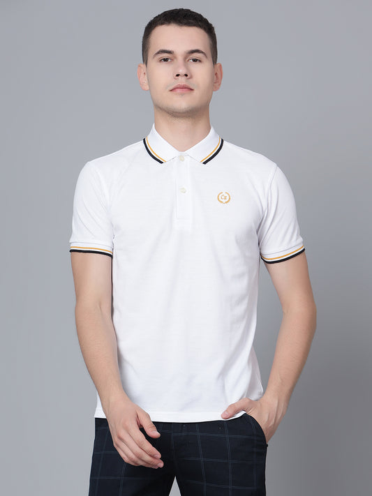 Cantabil Men White Polo T-Shirt (7133902504075)
