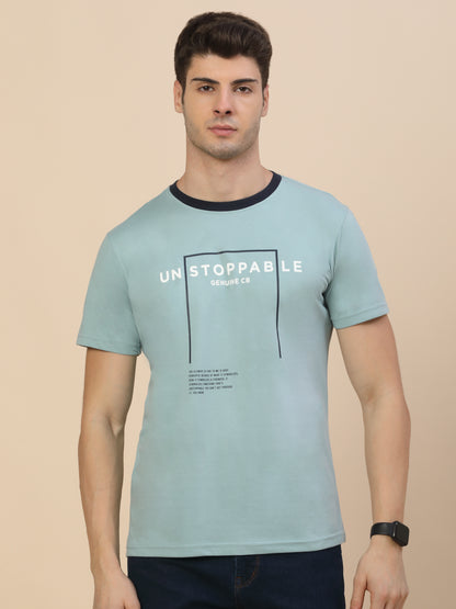 T-Shirt for Men | Breathable & Soft with Color Fastness Regular Fit Round Neck Poly Cotton Fabric Printed Pattern