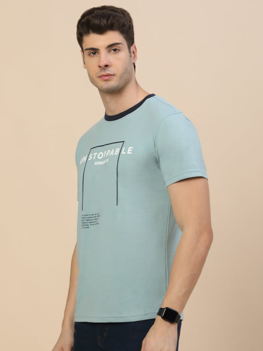 T-Shirt for Men | Breathable & Soft with Color Fastness Regular Fit Round Neck Poly Cotton Fabric Printed Pattern