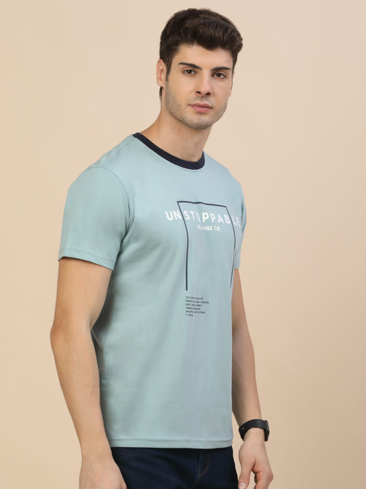 T-Shirt for Men | Breathable & Soft with Color Fastness Regular Fit Round Neck Poly Cotton Fabric Printed Pattern