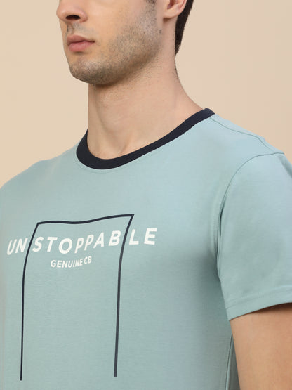 T-Shirt for Men | Breathable & Soft with Color Fastness Regular Fit Round Neck Poly Cotton Fabric Printed Pattern